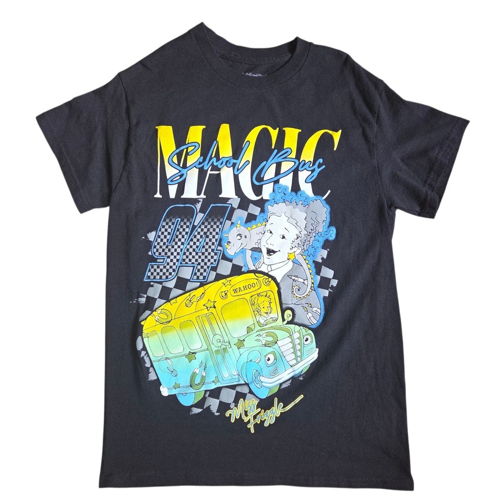 The Magic School Bus 94 Miss Frizzle Black Graphic T-Shirt Size Small